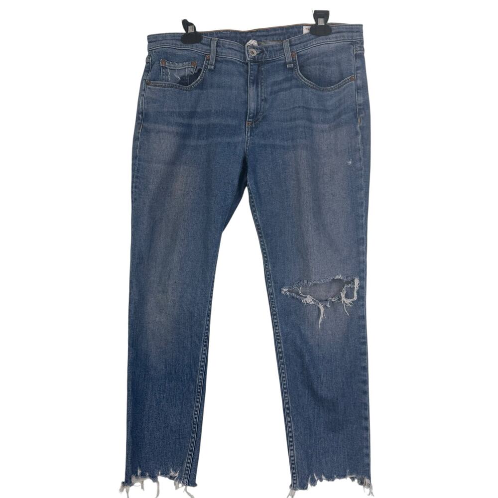Rag & Bone Jean Women Size 32 Dre Low-Rise Slim Boyfriend Raw Hem Stretchy